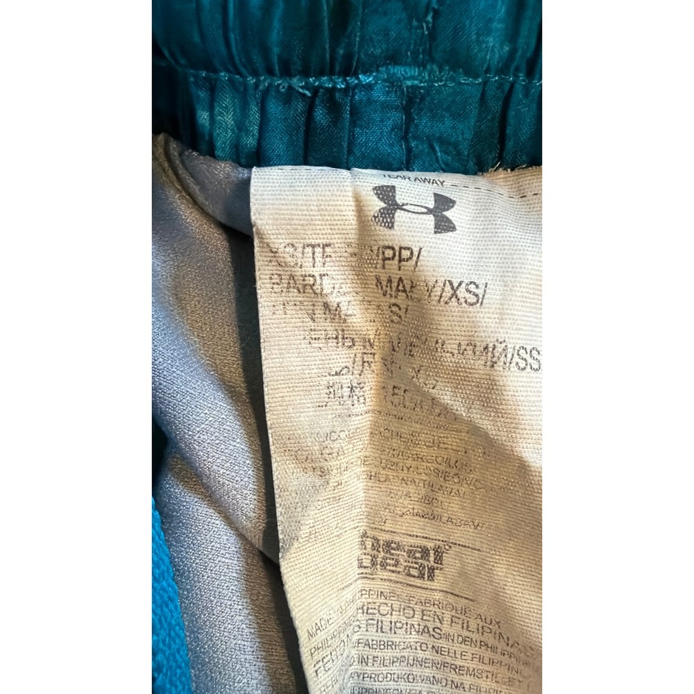 Under Armour Womens HeatGear Fly By Running Shorts Teal Blue Tie Dye XS 0635 - Picture 8 of 8